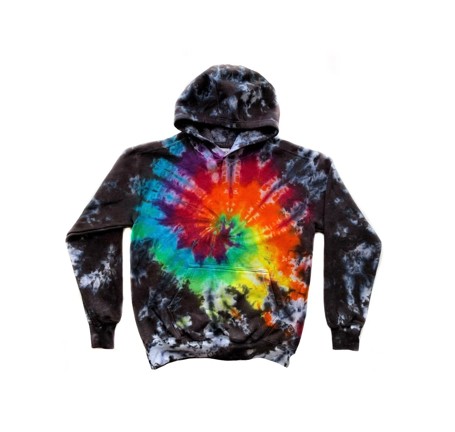 Hooded Pullover Dark Tie Dye Hoodie Diablo IV Black Tie-Dye